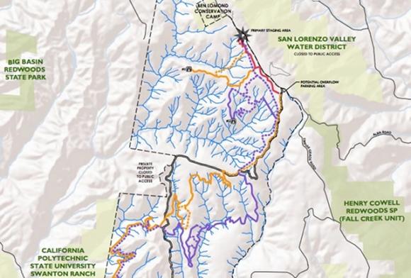 The Land Trust is accepting comments on the draft SVR access plan through Oct 10. Email access@landtrustsantacruz.org. Map courtesy Land Trust of Santa Cruz County.