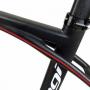 The seatstays on the patented Longbow Flex frame are separated from the seatpost. 