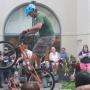Matt Meyer performs feats of two-wheeled derring do at the MAH on Friday, May 1. 