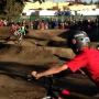 Bike groms lined up to take a turn on the new Westside pump track at the official ribbon-cutting on Saturday. Hanae Armitage photo.