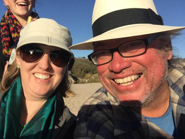 Jennifer Walker, who took this selfie and most of these photos, with Randy Clayton, our host. Randy, who keeps his draft horses at Wilder Ranch and gives carriage rides downtown every Christmas season, knows everyone on the North Coast. 