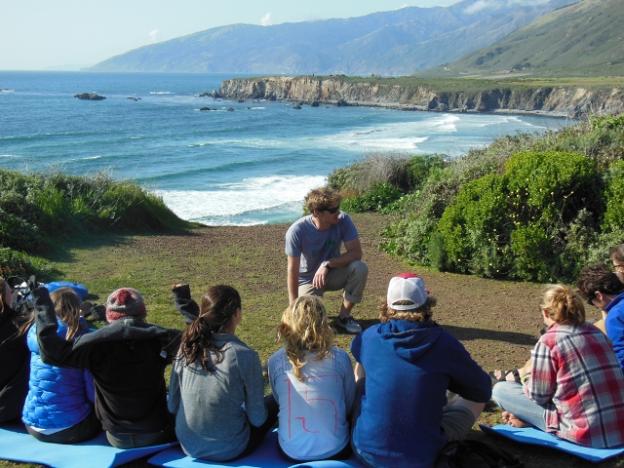 A BMG instructor and students suffer through another wilderness medicine lesson above Sand Dollar Beach in Big Sur. Photo courtesy BMG.