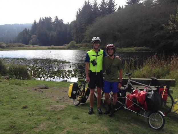 Feldstein and Condon geared up on their bike trip.
