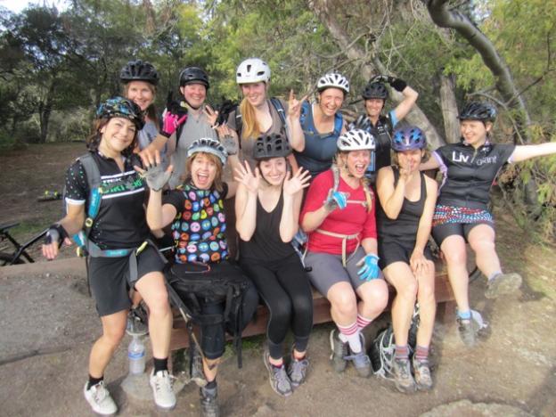 Girls Gone Wilder gone goofball at DeLaveaga in February. Hilltromper photo.