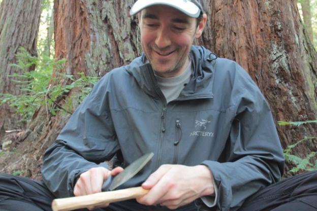 Carving a fire-making kit.