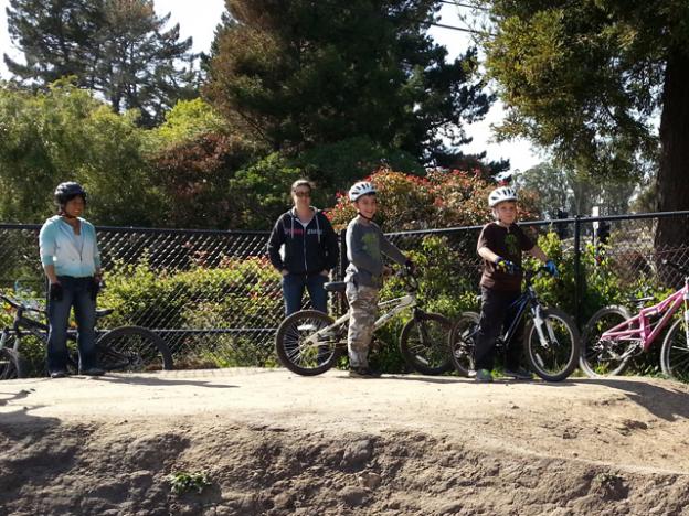 The pump track isn't all about riding. There's also some serious hanging out.