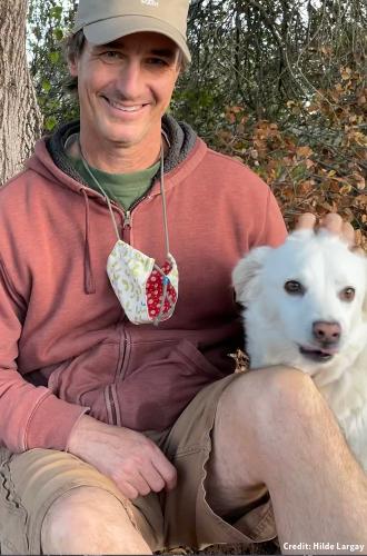 Bryan Largay with his dog, Calvin, at Glenwood Preserve. Credit: Hilde Largay