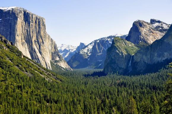 View of Yosemite Valley with Half Dome and El Capitan. Photo from Creative Commons. 